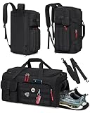 RAINSMORE 3 IN 1 Sporttasche Herren 45L Reisetasche Rucksackfunktion Handgepäck...