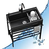 Freistehende Edelstahl Spültisch,Mobiles Outdoor Küche Spüle Gastro 1...