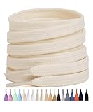 Stepace 2 Paar Flache Schnürsenkel aus 100% Baumwolle, 8 mm breite Reißfeste...