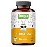 Raibu BIO Kurkuma Kapseln hochdosiert - 180 Curcuma Kapseln - 3000mg pro...