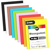 perfect ideaz - Moosgummi DIN-A4, 27 Blatt, 9 Farben, 29,7 x 21 cm (2 mm dick),...