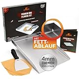 grillart® Premium Plancha Grillplatte mit Grillspachtel aus massiven 4mm...