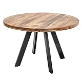 Invicta Interior Massiver Esstisch Iron Craft 120cm rund Natur Mangoholz Tisch...