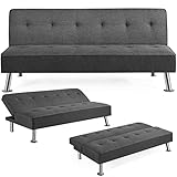 Yaheetech Klappsofa mit Schlaffunktion | 3-Sitzer Sofa Couch Gästebett...