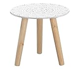 Kleiner Beistelltisch 30x30 cm - weiß/Natur mit Dekor - Deko Holz Tisch...