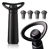 Vacu Vin Weinpumpe Concerto - Schwarz - 1 Pumpe 4 Stopper - Vakuumpumpe mit...