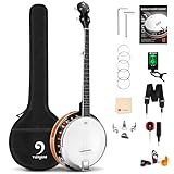 Vangoa 5 Saiten Banjo Remo Kopf geschlossen Solid Back Banjos mit Anfänger Kit,...