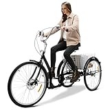 Konfiur Dreirad für Erwachsene, 26 Zoll 6 Gang Lastenfahrrad, Modern 3 Räder...