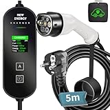 LCLCTEK Typ 2 Ladekabel Schuko Stecker 3.68kW [5m, 8A-16A],Elektroauto EV...