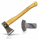 Xforst Spaltaxt mit Hickory-Stiel – 1 kg Axtkopf aus geschmiedetem...