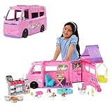 Barbie Super Abenteuer-Camper Spielset mit Dachzelt, Hängesessel, Fischteich,...