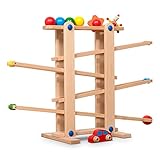 Coemo Kugelbahn Holz 7 Mobile Teile Murmelbahn ab 1 Jahr Motorikspielzeug...