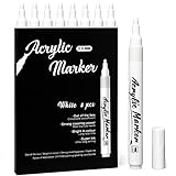 Mzh Art White Pen, 8 White Markers, Fine Tip, Acryl White Permanent Markers für...