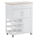 LEADZM Küchenwagen auf Rollen, Servierwagen mit Schubladen & Flaschenablagen,...