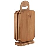 Axentia Schneidebrett-Set 7 teilig - 6 Brettchen aus Bambus-Holz -...