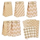 24 Stück Papiertüten Braun Geschenktüten 3 Farben Kleine Papiertüten Braun...