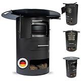 Komplettset – Multifunktionstonne mit 100cm Feuerplatte in 8mm Stärke #2001...