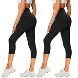 AMIYOYO 2er Pack Leggings Damen 3/4 High Waist Capri Leggins Blickdicht Kurze...