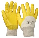 SBS® Nitrilhandschuhe | 12 Paar | Gelb | Gr. 9 L | mit Strickbund...