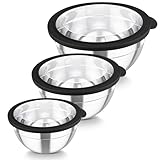 TEAMFAR Rührschüssel Set, 3 Stück Edelstahl Schüssel mit Transparenter...