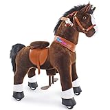 PonyCycle Reitpferd mit Rollen, für Kinder 4–7 Jahre, 76cm Hoch, Plüsch...