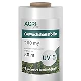 AGRI plus Gewächshausfolie 3,2 x 5 m I Hochtransparente & reißfeste...