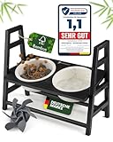 Pfotenglanz Hundenapf erhöht - Napfset mit 2 Schalen aus Keramik für Futter &...
