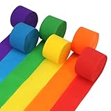 Krepppapier Bunt 6 Rollen 150 m, Krepppapier Regenbogen Kreppband Bunte...