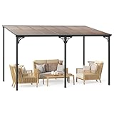 COSTWAY Terrassenüberdachung 3x4m, Pergola mit schrägen Polycarbonat-Dach,...