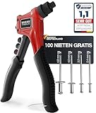 RAM TOOLS® Nietenzange, Nietzange Set inkl.100 Nieten in 4 Größen,...