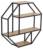 AC Design Furniture Jörn achteckiges Wandregal mit 3 Ablagen, Wildeiche-Optik...