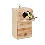 Relaxdays Nistkasten für Kohlmeise & Gartenrotschwanz, mit Reinigungsklappe,...