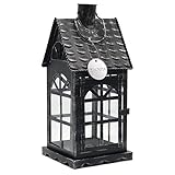 Dekovita 35cm Metall-Laterne Lichthaus - Gartenlaterne mit Glas-Scheiben -...