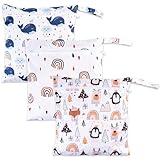 CIMOYBAI 3 Stück Wetbag Kindergarten, Nasstasche Windeltaschen, Schwimmsachen...