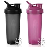 2 Stück Protein Shaker Proteinshake-Eiweiß Shaker Becher 600ml mit Edelstahl...