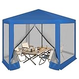 WOLTU Pavillon 3,8x3,3 m seckeckig, Gartenpavillon mit Seitenwänden...