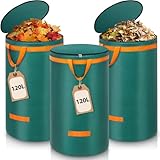 Enbagold 3X 120L Gartenabfallsack Stabil, Laubsack mit Deckel und Griffen...