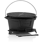 BBQ-Toro Gusseisen Grilltopf mit Grillrost | (B) 43 x (T) 42 x (H) 21,5 cm |...