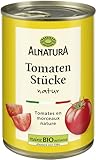 Alnatura Bio Tomatenstücke Natur, 1 x 400 g, Abtropfgewicht 1 x 240 g