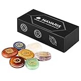 Navaris Chakra Steine Set - 7x Edelstein Heilsteine - eingravierte...