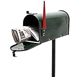 Wiltec Set US Mailbox grün 180 x 220 x 480 mm, amerikanischer Briefkasten mit...