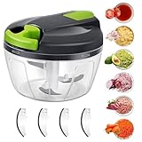 Domkan Zwiebelschneider 520 ml, 3 Edelstahlklingen, extra 5 Schneiden und 1...