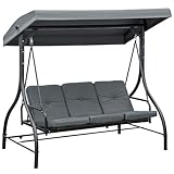 Outsunny 2 in 1 Hollywoodschaukel mit Liegefunktion 3-Sitzer Gartenschaukel mit...