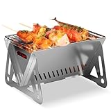 CLOPAE Camping Grill Klappgrill, Holzkohlegrill Picknickgrill Edelstahl Portable...