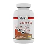 Health+ Vitamin B6 - 120 Kapseln mit 50mg P-5-P pro Kapsel, aktive Form von B6,...