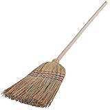 KADAX Reisstrohbesen, Reisigbesen, Besen mit langem Stiel aus Holz, funktionaler...