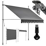 4smile Klemmmarkise Anthrazit 300 x 145 cm - Hochwertige Markise Balkon ohne...