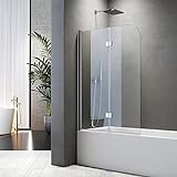 Duschwand für Badewanne 100x140 cm Badewannenfaltwand 2-teilig Faltbar 6mm ESG...