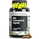 natural elements Bio Curcuma & Ingwer – 180 Kapseln – Bio Kurkuma, Bio...