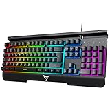 RGB Metallic Gaming Tastatur,104 helle und leise Tasten mit...